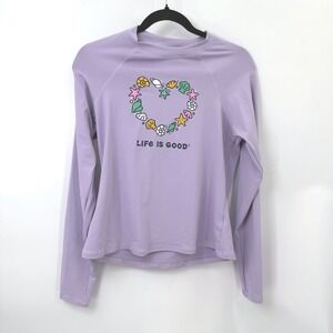 Life Is Good Rash Guard Swim Shirt Womens M‎ Purple Resort Beach SummerCoastal